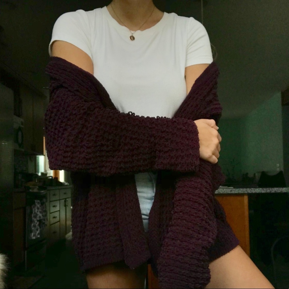 FLASH SALE Deep purple/wine chenille cardigan